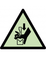 Panneau de danger écrasement de la main dans l'outil d'une presse plieuse photoluminescent