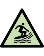 Panneau de danger zone de pratique du surf photoluminescent