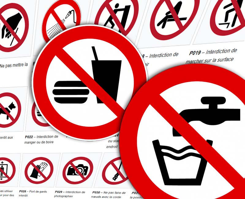 Panneaux ISO 7010 "Interdiction de manger ou de boire"