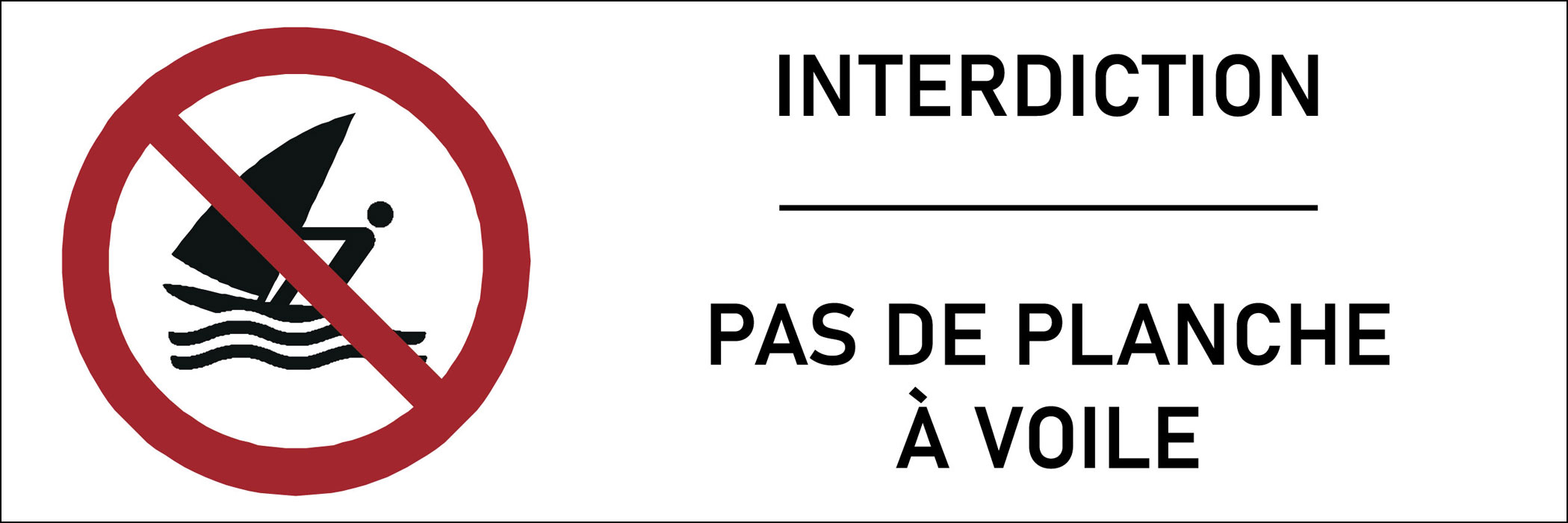 Signalétique interdiction de planche à voile 