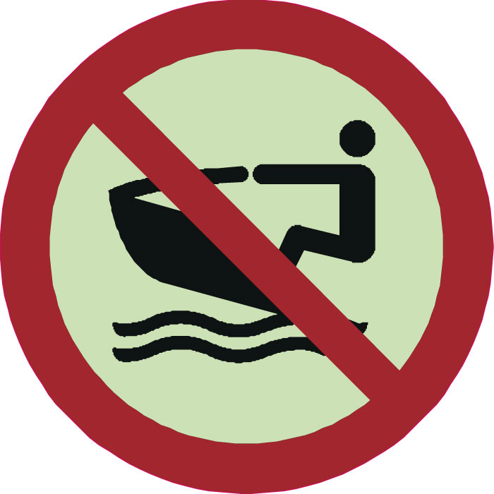 Panneau interdit de jet ski photoluminescent