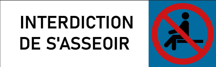 Plaque de porte classique Interdiction de s'asseoir