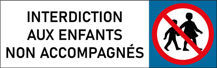 Plaque de porte classique Interdiction aux enfants non accompagnés