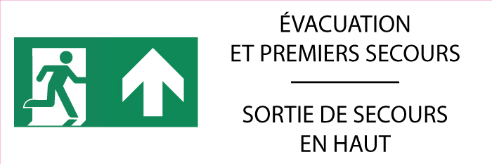 Signalétique évacuation Sortie de secours vers le haut - format rectangle