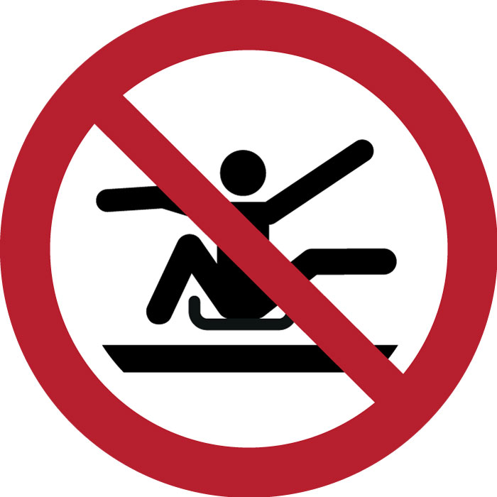 Pictogramme  Ne pas s’étirer hors de la luge