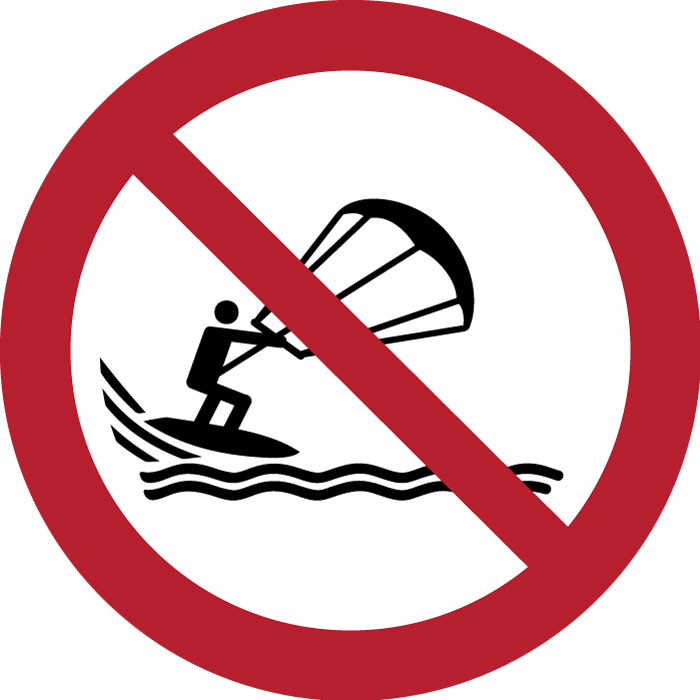 Pictogramme Pratique du kitesurf interdite