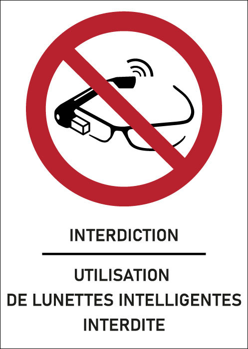 Panneau Utilisation de lunettes intelligentes interdite