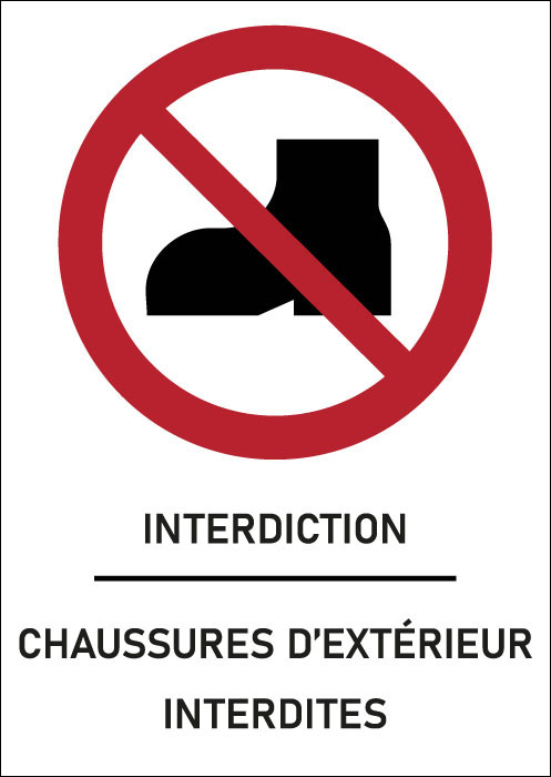 Panneau Chaussures d’extérieur interdites