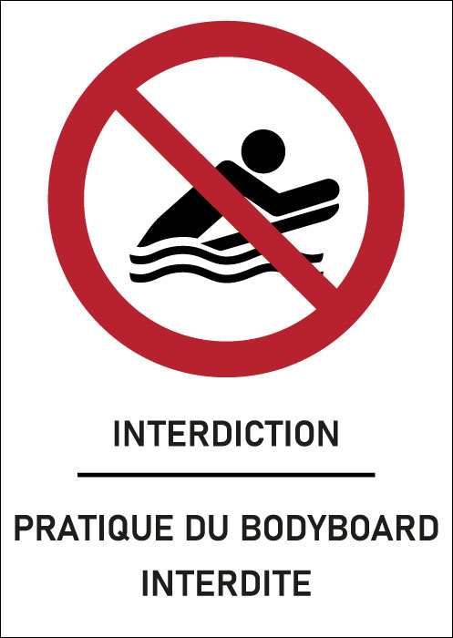 Panneau Pratique du bodyboard interdite