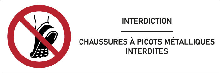 Signalétique Chaussures à picots métalliques interdites - format rectangle