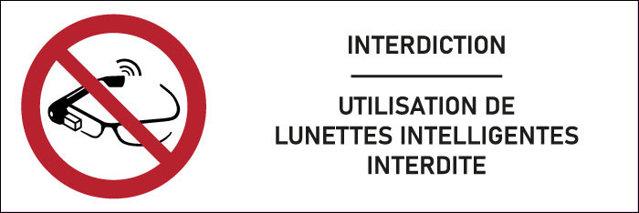 Signalétique Utilisation de lunettes intelligentes interdite
