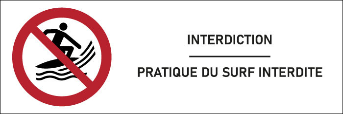 Signalétique Pratique du surf interdite