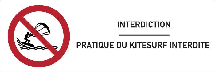 Signalétique Pratique du kitesurf interdite