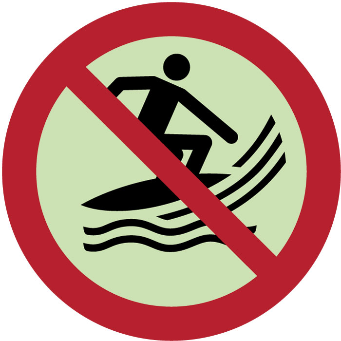  Panneau  Pratique du surf interdite photoluminescent