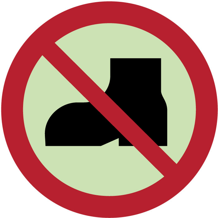 Panneau Chaussures d’extérieur interdites photoluminescent