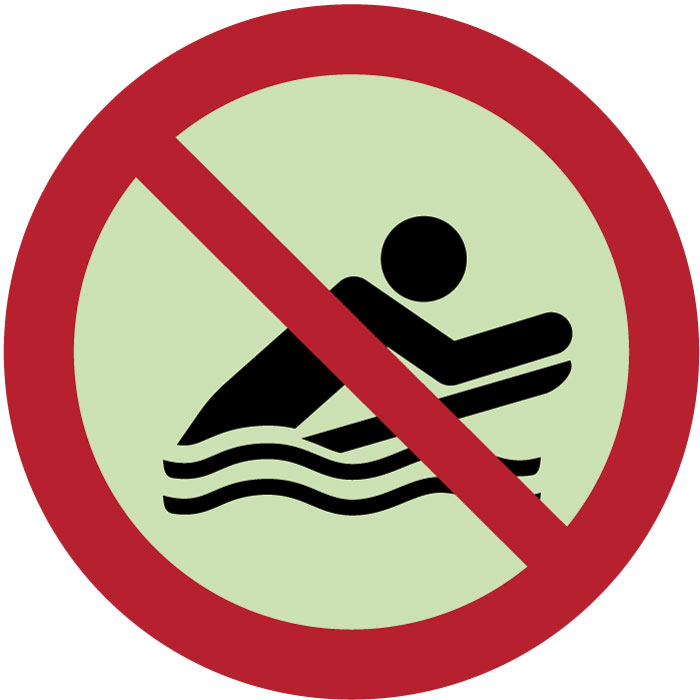  Panneau Pratique du bodyboard interdite photoluminescent