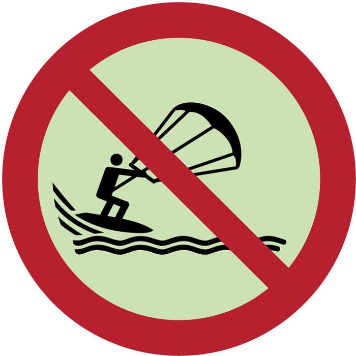  Panneau Pratique du kitesurf interdite photoluminescent