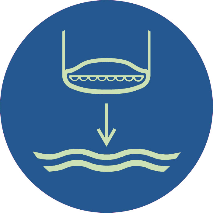 Panneau Abaisser l'embarcation de sauvetage à l'eau lors de son lancement photoluminescent