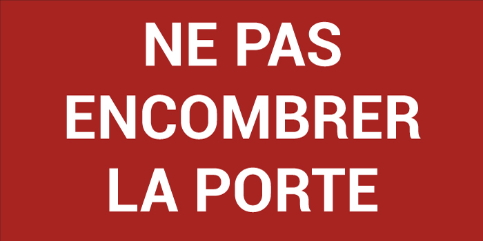 Pictogramme NE PAS ENCOMBRER LA PORTE
