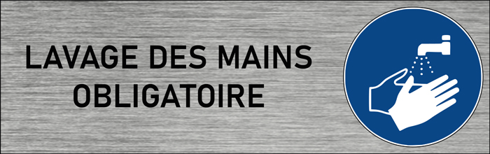 Plaque de porte Lavage des mains obligatoire