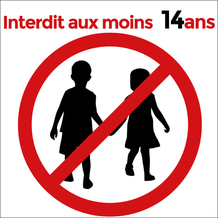 Pictogramme interdit aux moins 14 ans
