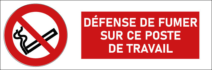 Pictogramme Défense de fumer sur ce poste de travail