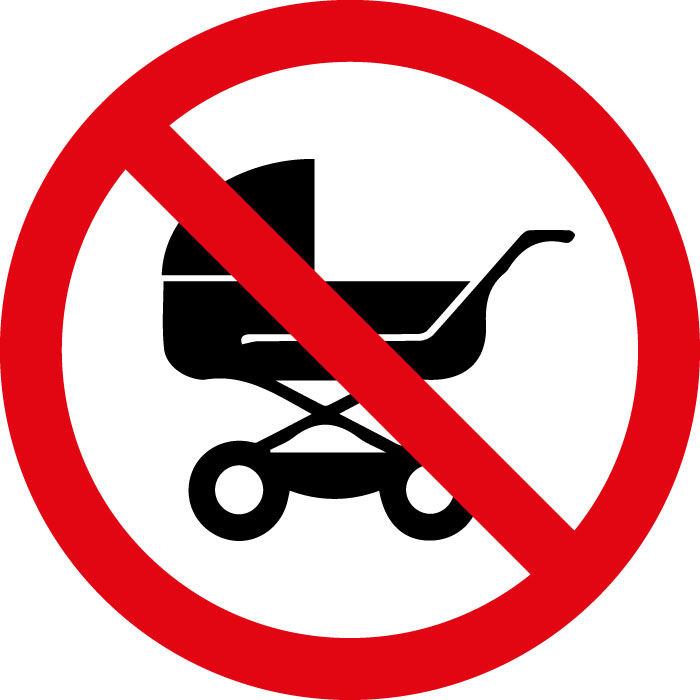 Pictogramme Panneau interdiction aux poussettes enfants