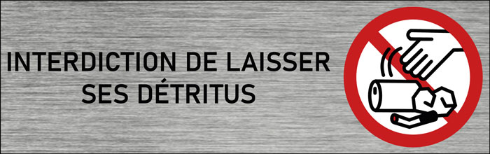 Plaque de porte Interdiction de laisser ses détritus