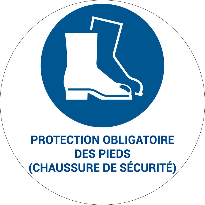 Panneau pictogramme Protection obligatoire des pieds (chaussure de sécurité)