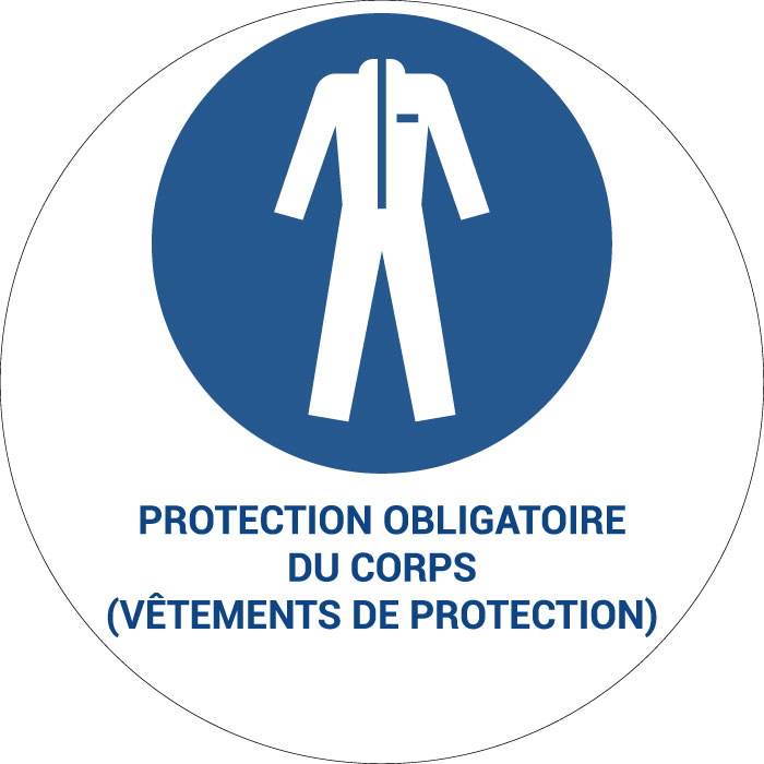 Panneau pictogramme Protection obligatoire du corps (vêtements de protection)