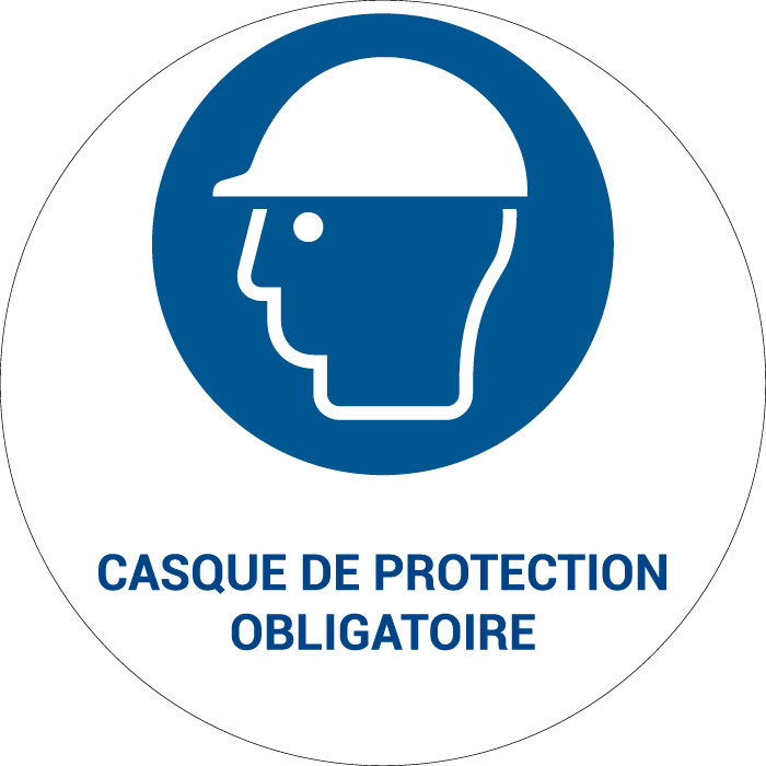 Panneau pictogramme Casque de protection obligatoire
