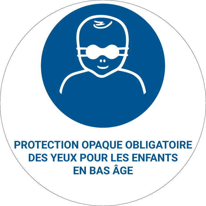 Panneau pictogramme Protection opaque obligatoire des yeux pour les enfants en bas âge