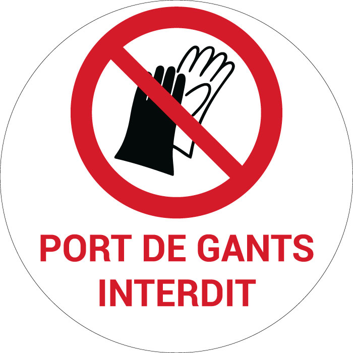 Panneau pictogramme Port de gants interdit
