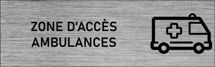 Plaque de porte Zone d'accès ambulances