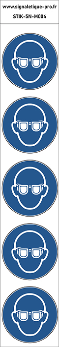 Autocollants Protection oculaire obligatoire - M004 norme iso 7010 – par Lot de 5