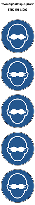 Autocollants Protection oculaire opaque obligatoire - M007 norme iso 7010 – par Lot de 5