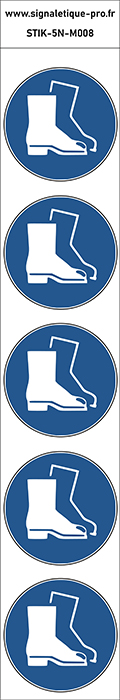 Autocollants Protection obligatoire des pieds (chaussure de sécurité) - M008 norme iso 7010 – par Lot de 5
