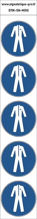 Autocollants Protection obligatoire du corps-vêtements de protection - M010 norme iso 7010 – par Lot de 5