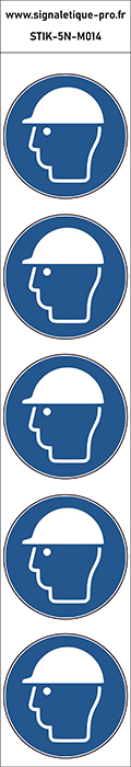 Autocollants Casque de protection obligatoire - M014 norme iso 7010 – par Lot de 5