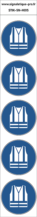 Autocollants Vêtements à haute visibilité obligatoires - M015 norme iso 7010 – par Lot de 5