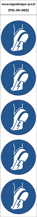 Autocollants Chaussures antistatiques obligatoires - M032 norme iso 7010 – par Lot de 5