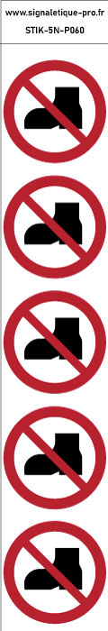 Autocollants  Chaussures d’extérieur interdites - P060 norme iso 7010 – par Lot de 5