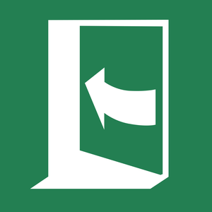 Pictogramme La porte s'ouvre en poussant côté gauche ISO 7010 E022