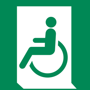 Pictogramme Sortie de secours pour personnes à mobilité réduite gauche ISO 7010 E026