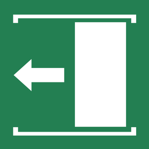 Pictogramme La porte coulisse vers la gauche pour s'ouvrir ISO 7010 E034