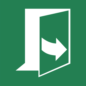 Pictogramme La porte s'ouvre en tirant côté gauche ISO 7010 E057
