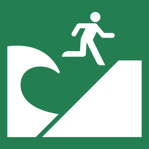 Pictogramme Zone d'évacuation tsunami ISO 7010 E062