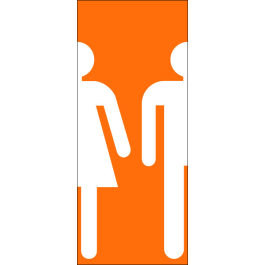 STICKER Toilette femme-homme fond couleur orange