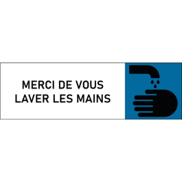 Plaque de porte classique Merci de vous laver les mains