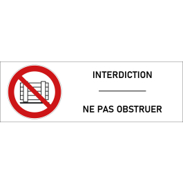 Signalétique interdiction d'obstruer - format rectangle